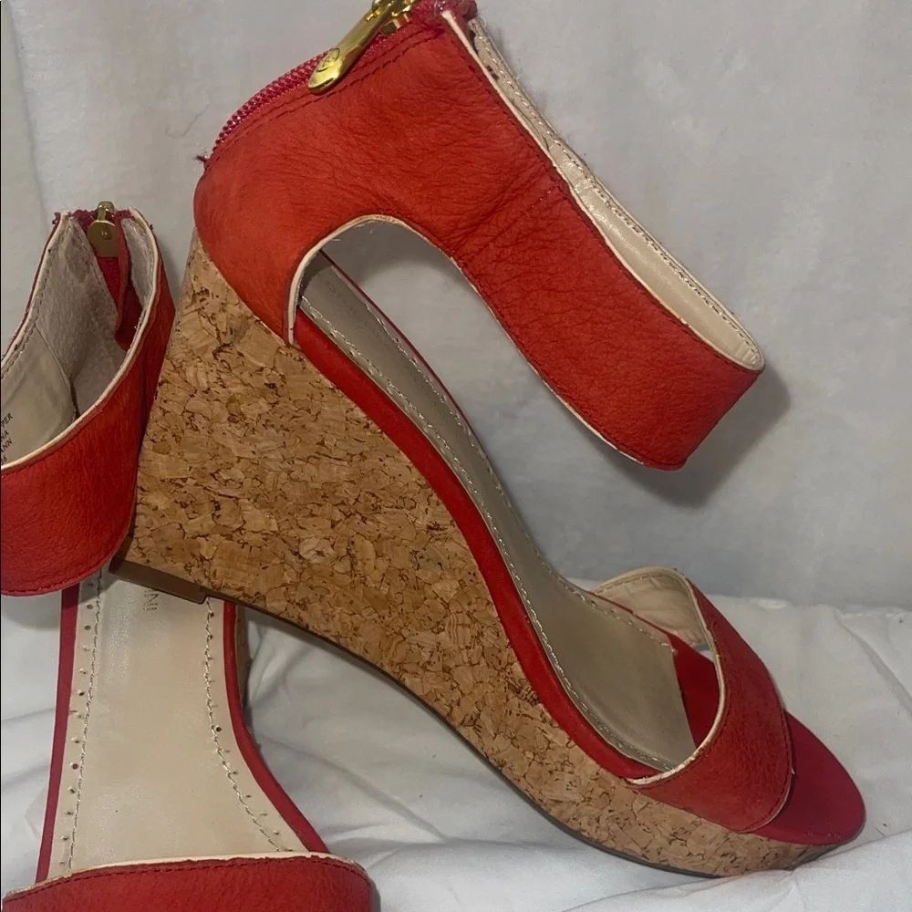 Adrienne Vittadini Red Cork Wedge Sandals